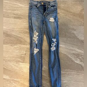 American Eagle Outfitters Ripped Blue Skinny Jeans
